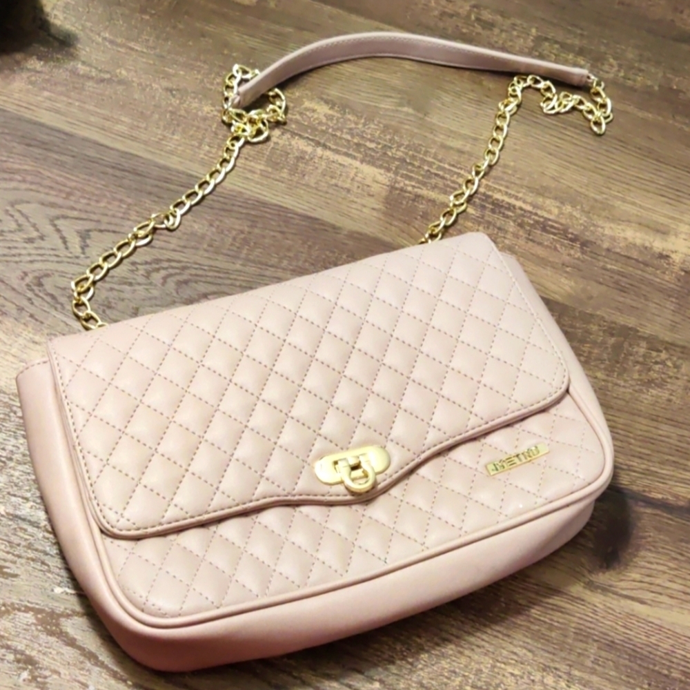 METRO Dusty Mauve Quilted Shoulder Bag with Gold Chain Strap
